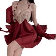 thumbnail image 1 of FRSASU Plus size Pajamas Women's Underwear Mesh Lace Slip Nightdress Home Wear Red XL(XL), 1 of 3