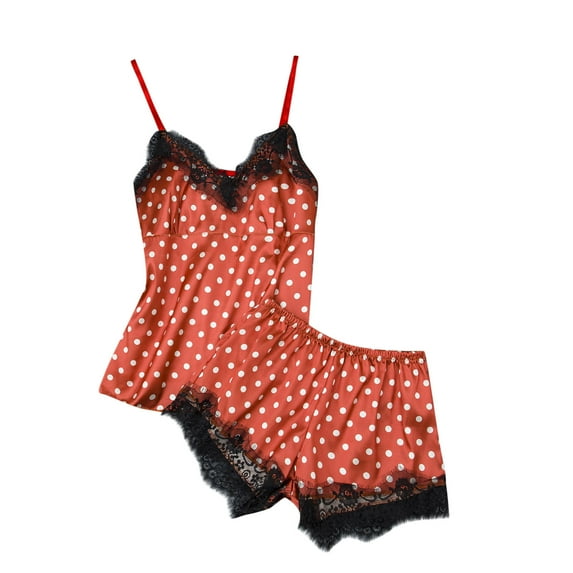 FRSASU Plus size Pajamas Women's and Winter Sling Nightdress Nightwear Leisure Wear Pajamas Red 10(XL)