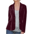 thumbnail image 1 of FRSASU Plus size top Women Cozy Retro Long Sleeve Velvet Solid Buttons Pokets Jacket Cardigan Loose Coat Top Wine 6(M), 1 of 4