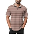 thumbnail image 1 of FRSASU Polo Shirts for Men Long Sleeve Striped Printing Tops Summer Casual Loose Shirt Brown L, 1 of 5