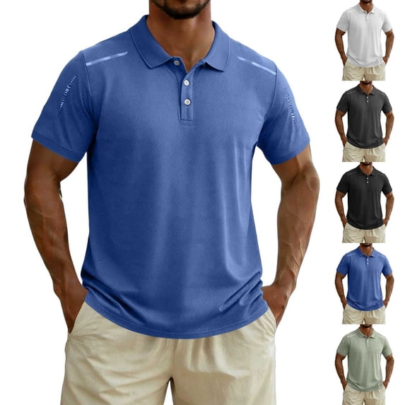 FRSASU Polo Shirts for Men Short Sleeve Quick Dry Performance Collared Shirt Lightweight Work Golf T-Shirts White