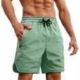 thumbnail image 1 of FRSASU Quick Dry Hiking Shorts for Men Lightweight Running Gym Stretch Waist Shorts with Zipper Pockets Green, 1 of 9