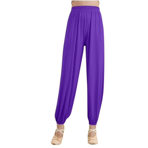 FRSASU Ripstop Pants for Dance, Hiking, Workouts and More Warm Up Solid Color Pants for Women - Style Purple XXXL(XXXL)