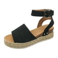 thumbnail image 1 of FRSASU Sandals for Women,Woman Summer Sandals Open Toe Platform Wedge Shoes Canvas Shoes Black 10.5(43), 1 of 5