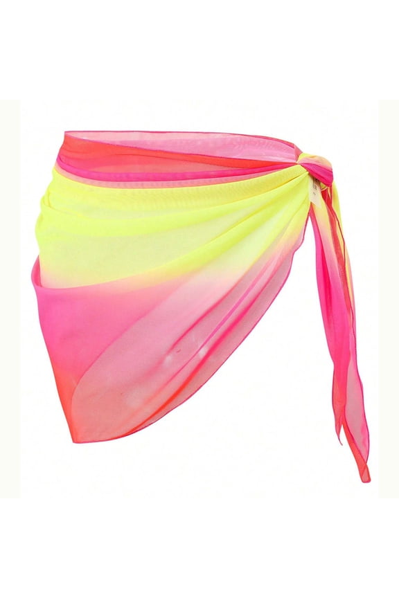 Sarong Cover ups for Women Beach Vacation Fishnet See Thru Tie Side Bathing Suit Cover up Mini Skirt Pink