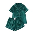 thumbnail image 1 of FRSASU Womens Button Pajamas Set Short Sleeve Lapel Sleepwear Summer Soft 2 Piece Solid Lounge Sets Green, 1 of 7