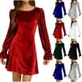 thumbnail image 1 of FRSASU Sequin Dress for Women Long Sleeve Mini Velvet Dresses Holiday Party Cocktail Sparkly Dresses for Women White, 1 of 8