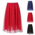 thumbnail image 1 of FRSASU Sequin Skirt Spring Summer Elastic High Waisted A-Line Sparkle Pleated Mesh Skirts for Holiday Party Red, 1 of 6