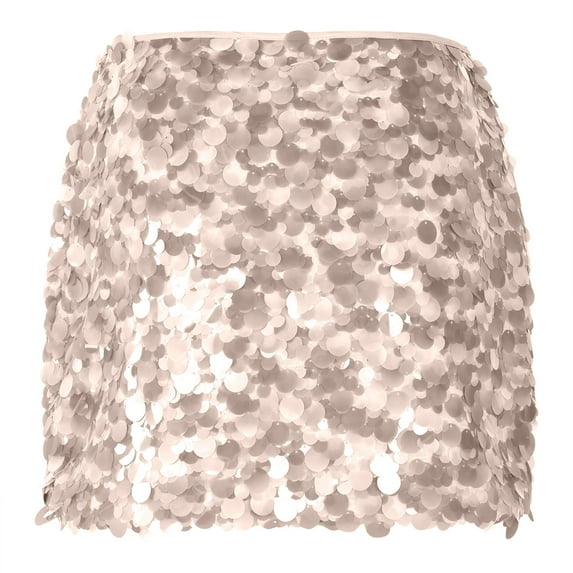 FRSASU Sequin Skirt for Women Stretchy Bodycon Mini Skirts Sexy Sparkly Skirt Glitter Shiny Skirt Night Out Party Khaki