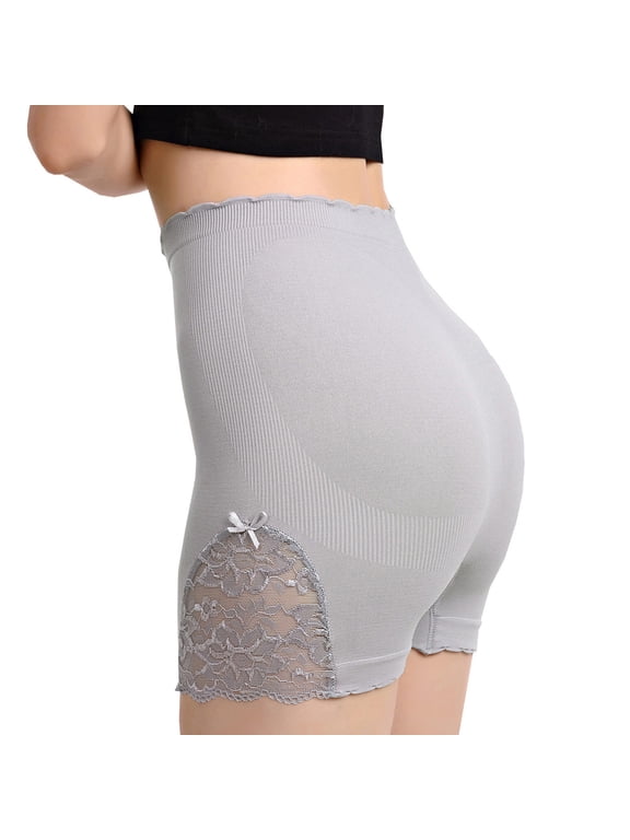 Shapewear Shorts for Women Lace Stitching Seamless High Waist Body Shaper Panties Underwear Dress Shorts Gray