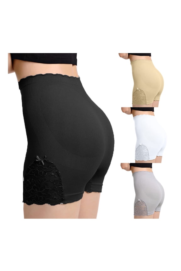 Shapewear Shorts for Women Lace Stitching Seamless High Waist Body Shaper Panties Underwear Dress Shorts White