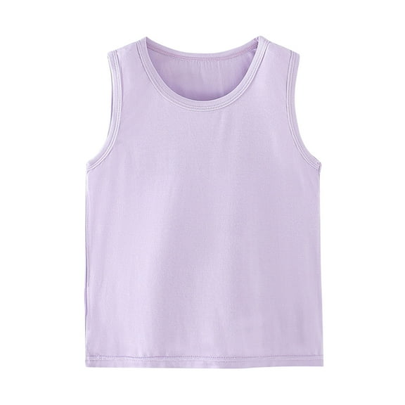 FRSASU Shirts for Kids Sleeveless Solid Graphic T-Shirt Crop Top for Girls and Boy Tank Top Tee Purple 7-8 Years