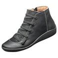 thumbnail image 1 of FRSASU Shoes Women Flat Leather Retro Lace-Up Side Zipper Plus Shoe Gray 10.5(43), 1 of 1