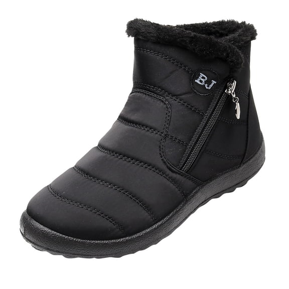 FRSASU Shoes Women's Winter Warm Cotton Shoes Nylon Snow Short Botas Black 8(39)