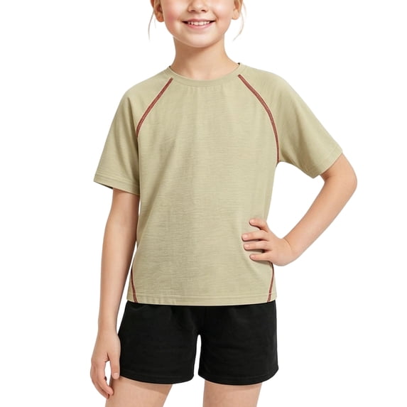 FRSASU Short Sleeve Boys Girls Rash Guard Crew Neck Quick Dry Summer Swim Shirt