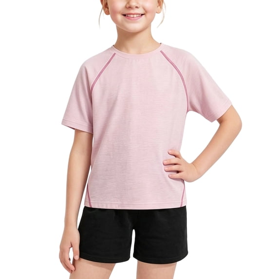 FRSASU Short Sleeve Boys Girls Rash Guard Crew Neck Quick Dry Summer Swim Shirt