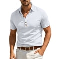 thumbnail image 1 of FRSASU Short Sleeve Polo Shirts for Men Casual Lapel Collar Pullover Tee Shirt Loose Fit Half Button Down T-Shirts White, 1 of 9