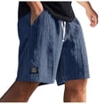thumbnail image 1 of FRSASU Shorts for Men Casual Summer Drawstring Elastic Waist Beach Short Loose Fit Jacquard Texture with Side Pockets Navy, 1 of 5