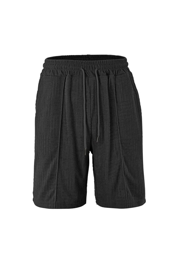 Shorts for Men Summer Bermuda Comfy Jacquard Drawstring Sport Wear Athletic Quick Dry Lounge Shorts Black