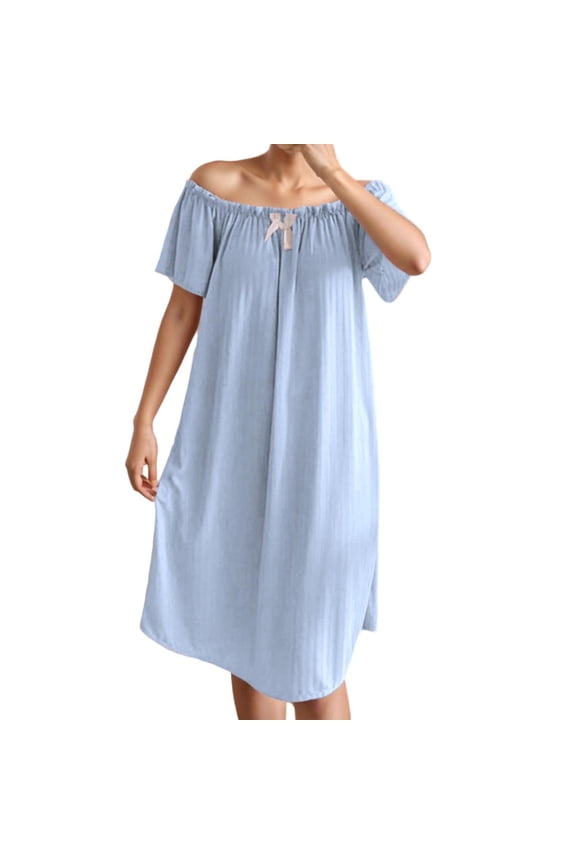 Silk Nighties for Women Sleeping Skirt One Line Tie Chest Mat Solid Color Dress Sleeping Skirt Blue