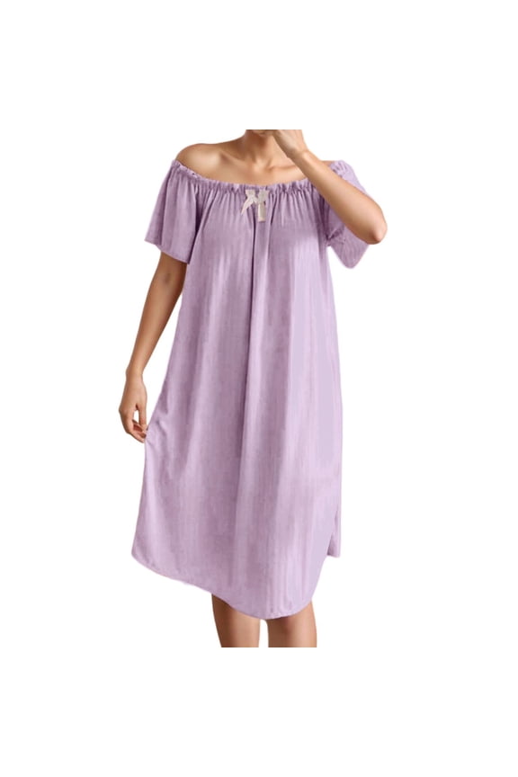 Silk Nighties for Women Sleeping Skirt One Line Tie Chest Mat Solid Color Dress Sleeping Skirt Purple