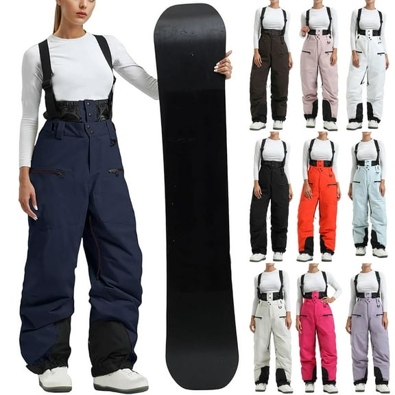 FRSASU Ski Suit for Women Ski Snow Windproof Pants Insulated Water Resistant Overalls Jumpsuit Winter Onesies Baggy Pants White