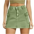 thumbnail image 1 of FRSASU Skirts for Women Summer Vacation Mini Skirt Trendy Clothes Elegant Denim Skirt Green XL(XL), 1 of 7