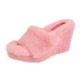 thumbnail image 1 of FRSASU Slippers for Women,Furry Slippers Thick Soled Wedges Ladies Outdoor Slippers Pink 6(36), 1 of 5