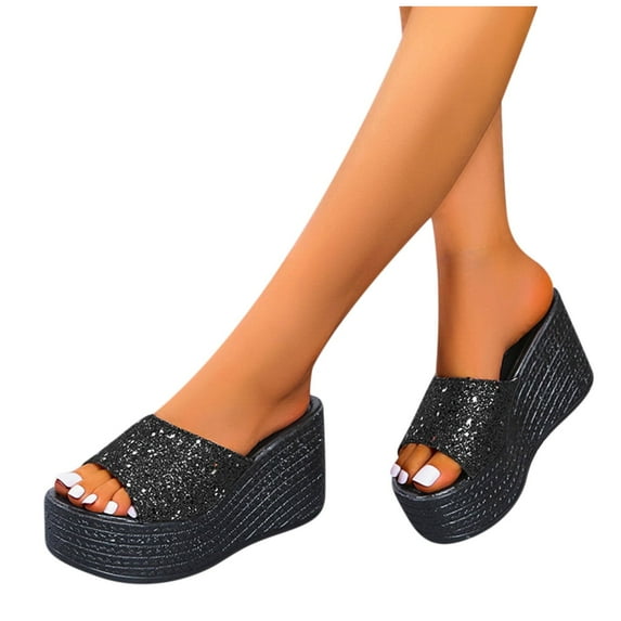 FRSASU Slippers for Women,Women'S Flat Shoes Ladies Beach Sandals Summer Non-Slip Slippers Black 4.5(35)