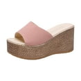 thumbnail image 1 of FRSASU Slippers for Women,Women'S Flat Shoes Ladies Beach Wedge Heel Sandals Summer Non-Slip Slippers Pink 6.5(38), 1 of 5