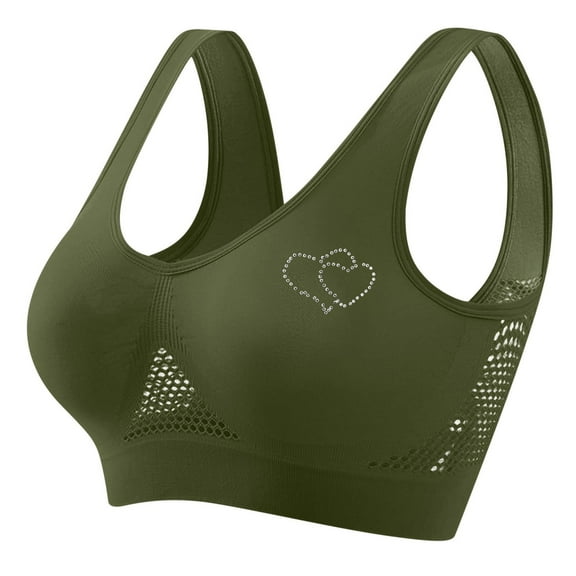 FRSASU Sports Bra for Women Seamless Thin Yoga Crop Tank Top Comfortable Full Coverage Everyday Bras Army Green