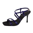 thumbnail image 1 of FRSASU Strappy Heels for Women Platform High Chunky Heels Square Open Toe Heeled Sandals Ankle Strap Block Heels Blue, 1 of 9
