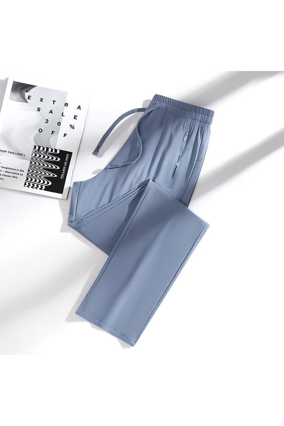 Stretch Active Pants hanging ice silk pocket Women Ultra Stretch Breathable Casual Pant Quick Drying Trousers Blue