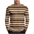 thumbnail image 1 of FRSASU Striped Long Sleeved T-Shirt for Men Spring Summer Casual Pullover Lightweight Tops Brown-A, 1 of 5