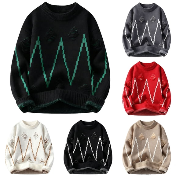 FRSASU Striped Sweaters Men Oversized Ripped Distressed Hole Knit Pullover Fall Winter Fashion Long Sleeve Clothing Green