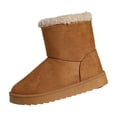 thumbnail image 1 of FRSASU Suede Ankle Boots for Women Fleece Cozy Faux Lining Pull On Winter Outdoor Indoor Boots Brown, 1 of 9