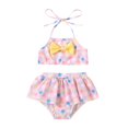 thumbnail image 1 of FRSASU Summer Baby Kids Girls Swimwear Dot Print Tops Shorts Swimsuit Outfit Set Pink 90(12-24 Months), 1 of 9