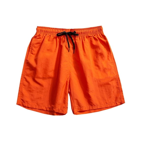 FRSASU Summer Beach Short for Men Bright Color Casual Workout Walking Jogging Drawstring Lounge Short Orange