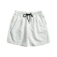 thumbnail image 1 of FRSASU Summer Beach Short for Men Bright Color Casual Workout Walking Jogging Drawstring Lounge Short White, 1 of 2