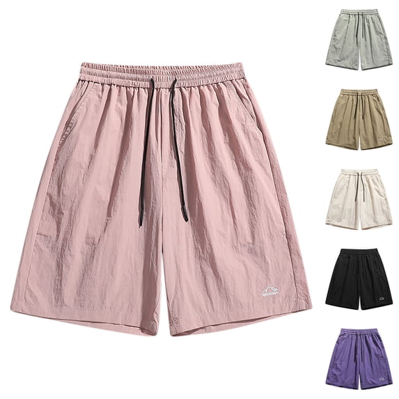 FRSASU Summer Beach Shorts for Men Lightweight Thin Athletic Casual Elastic Waist Drawstring Short Pants with Pockets Purple