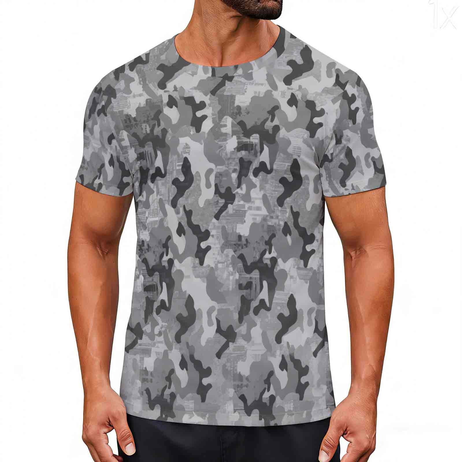 FRSASU Summer Camouflage Camo Printed TShirts Mens Round Neck Short — free download