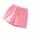 thumbnail image 1 of FRSASU Summer Casual Girls' Shorts Elastic Outwear Hot Pants Streamer Solid Color Versatile Pants Pink 10-11 Years, 1 of 3