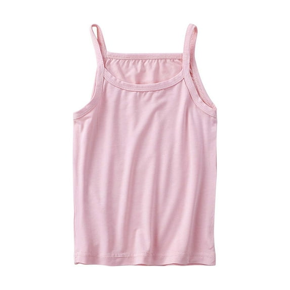 FRSASU Summer Girls Sweat-Absorbing Breathable Stretch Bottoming Camisole Top Pink 4-5 Years