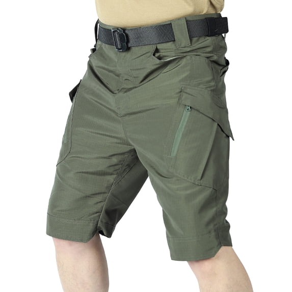 FRSASU Summer Mens Cargo Shorts Quick Dry Tactical Short Pants,Outdoor Hunting Fishing Work Shorts with Multi Pockets(No Belt) Green