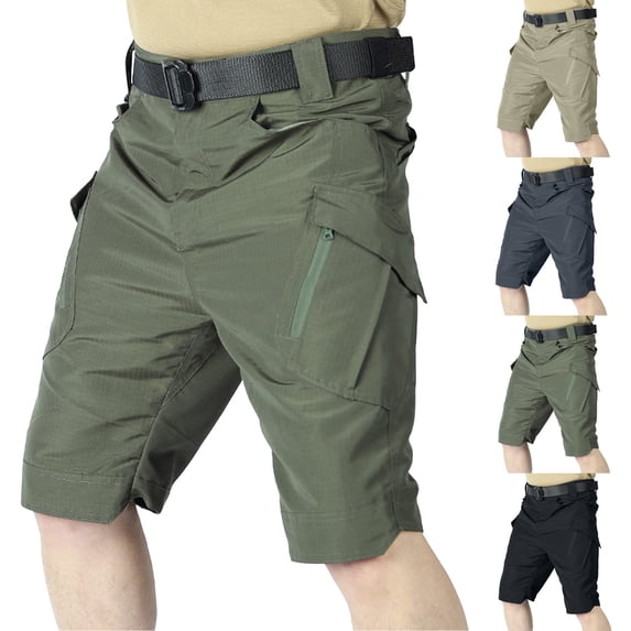 FRSASU Summer Mens Cargo Shorts Quick Dry Tactical Short Pants,Outdoor Hunting Fishing Work Shorts with Multi Pockets(No Belt) Khaki