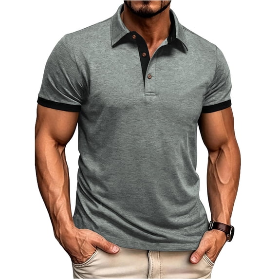 FRSASU Summer Shirts for Men's Button Down Summer Beach Casual Shirts Contrast Trim Polo Shirt Short Sleeve Casual Golf Shirt Green