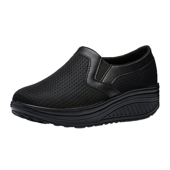 FRSASU Summer Shoes for Women,Women Breathable Shoes Sneakers Fitness Shoes Platform Black 5.5-6(37)