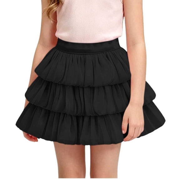 FRSASU Summer Skorts for Girl Flowy High Waist 3-Layer Ruffle Skort Tiered Mini Skirts Casual Beach Vacation Skirt Black