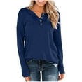 thumbnail image 1 of FRSASU Summer Tops Women Loose Buttons Long Sleeve Pullover Sweatshirts Tops Blouses Navy 6(M), 1 of 4