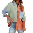 thumbnail image 1 of FRSASU Summer Tops Women'S Tops Single Breasted Long Sleeve Shirt Tops Loose Lapel Shirt Blouse Green 6(M), 1 of 5